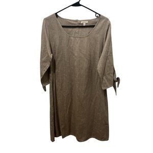 Garnet Hill Taupe Tie Sleeve Dress Size 6